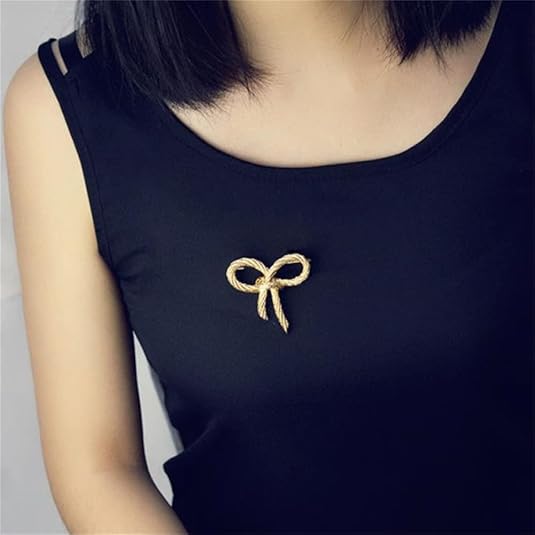 Elegant Gold Bow Brooch – Vintage Ribbon Knot Pin for Women’s Clothing, Shawls, and Accessories