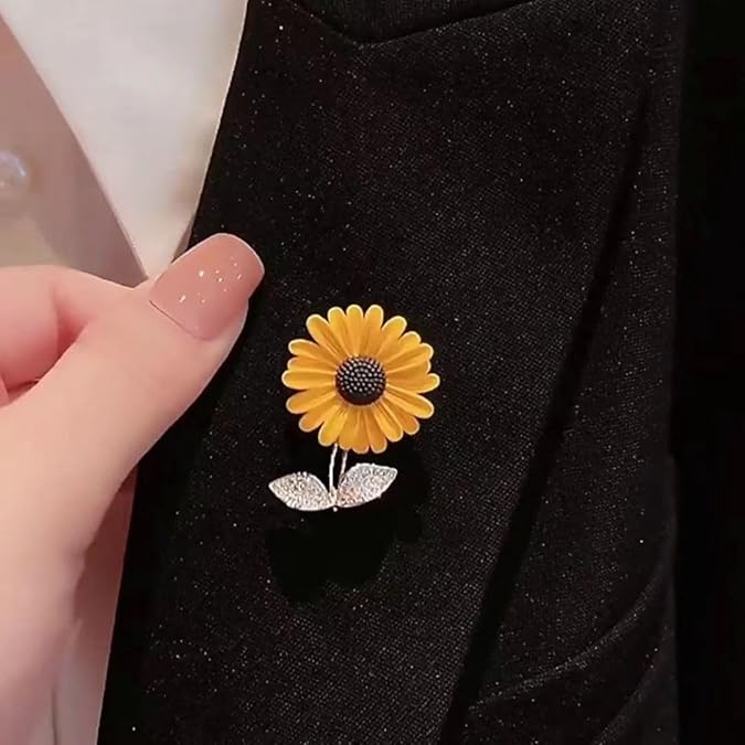 Glistening Sunflower Diamond Brooch - Illuminate Your Fashion Charm