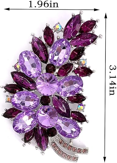 Luxury Purple Crystal Flower Brooch – Elegant Rhinestone Pin for Women’s Suits, Scarves, or Dresses