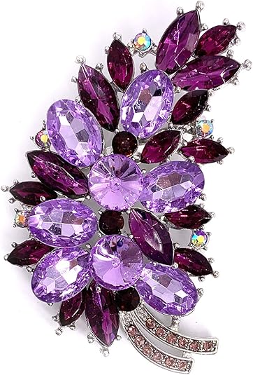 Luxury Purple Crystal Flower Brooch – Elegant Rhinestone Pin for Women’s Suits, Scarves, or Dresses
