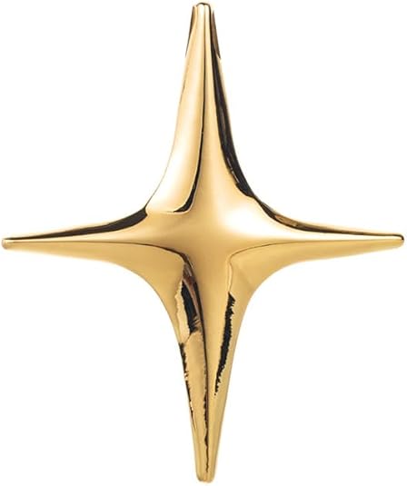 Geometric Gold Star Brooch – Minimalist Metal Pin with Futuristic Shine for Men and Women