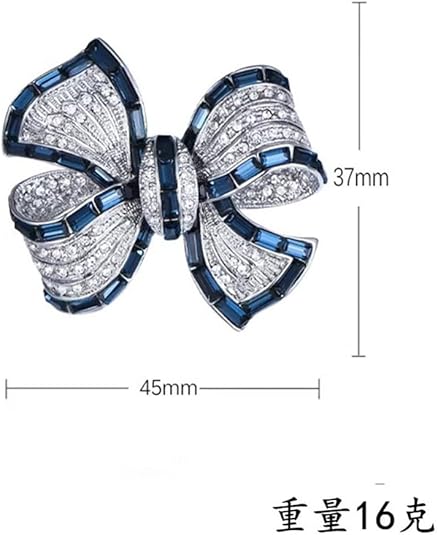 Elegant Bowknot Brooch for Women – Silver-Tone Rhinestone and Sapphire Crystal Pin