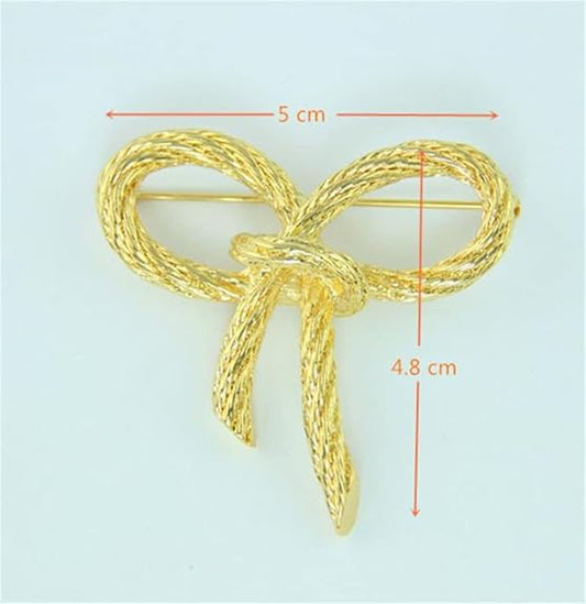 Elegant Gold Bow Brooch – Vintage Ribbon Knot Pin for Women’s Clothing, Shawls, and Accessories