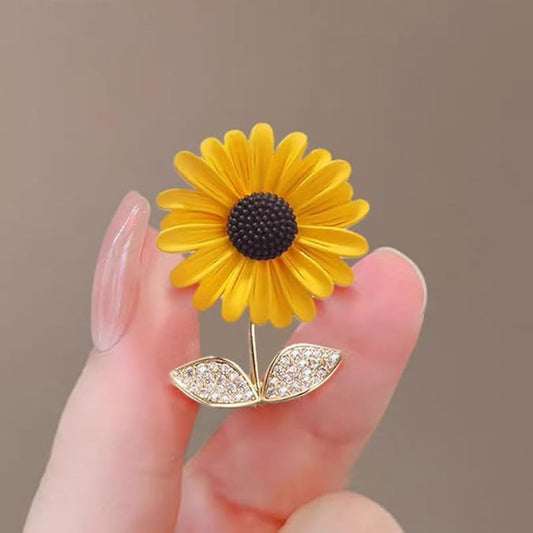 Glistening Sunflower Diamond Brooch - Illuminate Your Fashion Charm