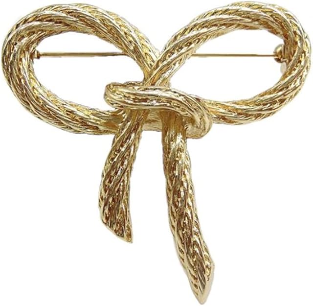 Elegant Gold Bow Brooch – Vintage Ribbon Knot Pin for Women’s Clothing, Shawls, and Accessories
