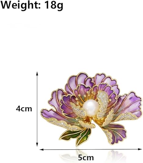 Elegant Purple Flower Brooch with Faux Pearl – Vintage Enamel Floral Pin for Women